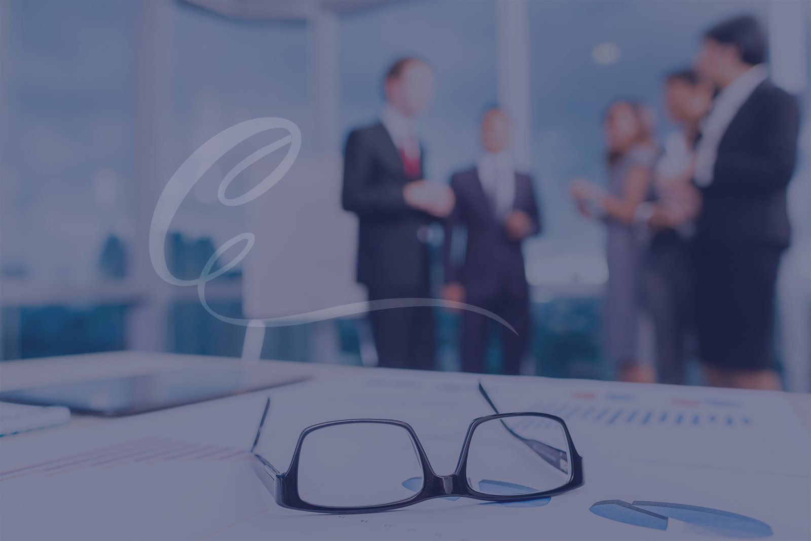 Glasses on office desk