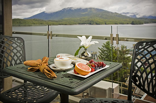 Table with fruit and flowers