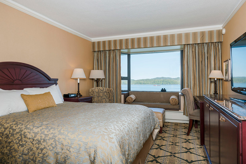 hotel room with ocean view of prince rupert harbour