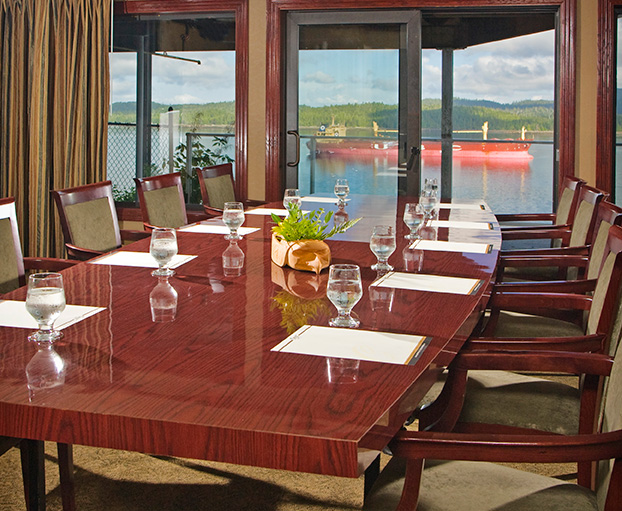 Business table overlooking the water