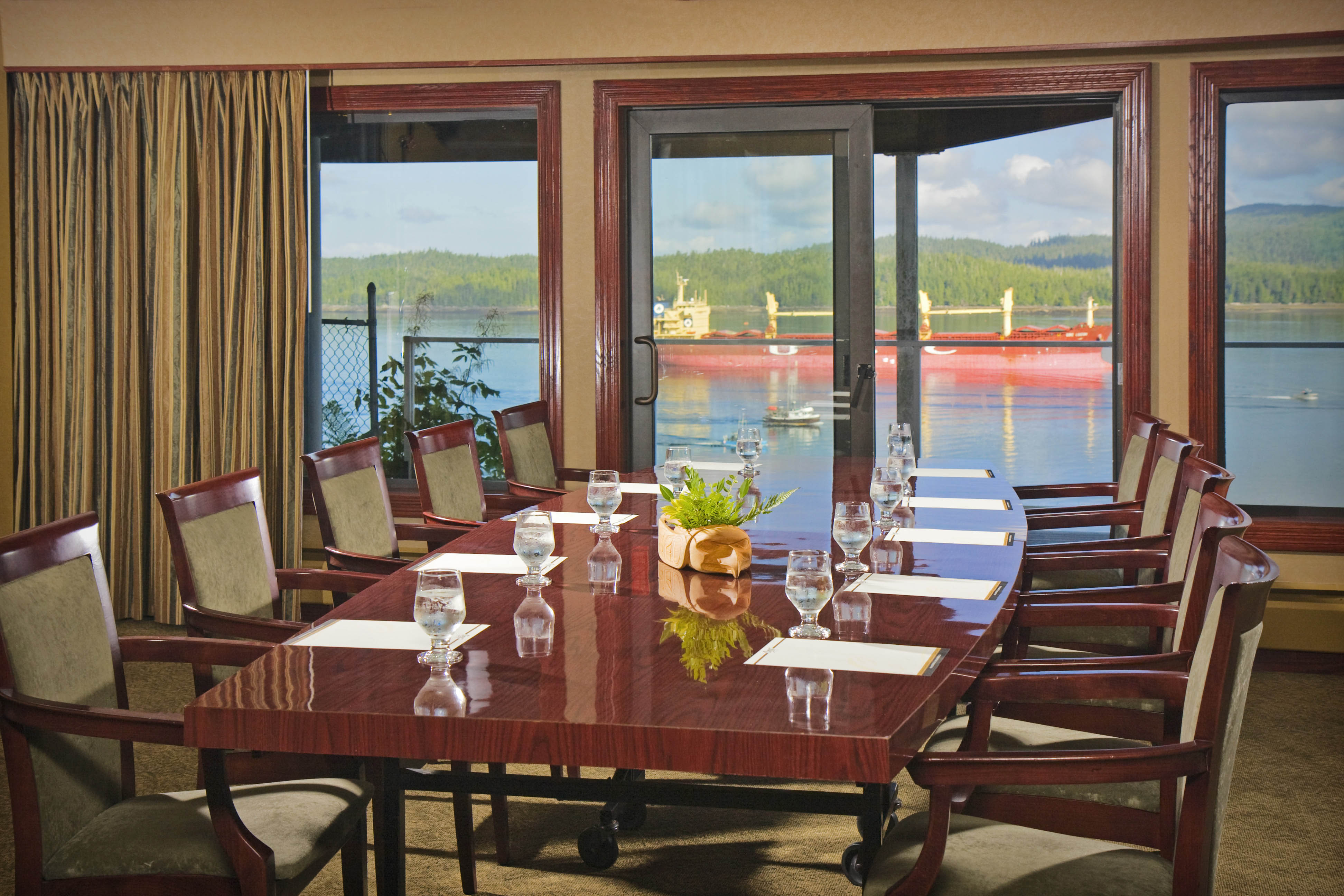 Dining table looking out on lake