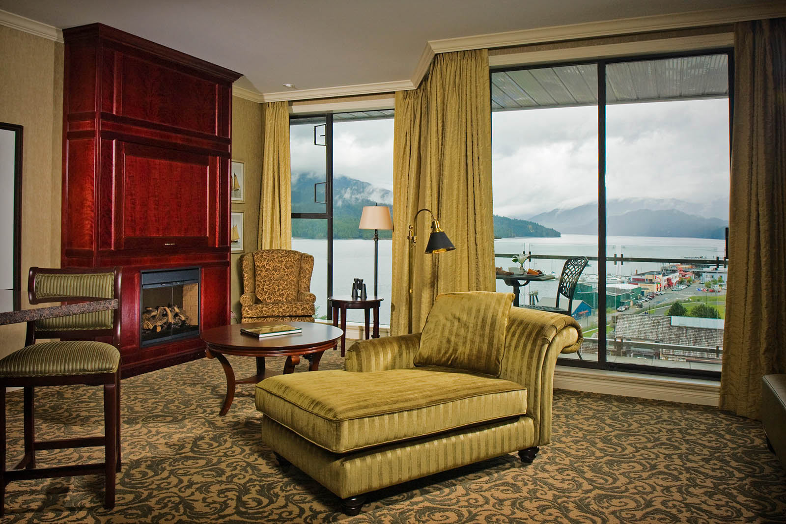 Interior of Crest Hotel room with ocean view