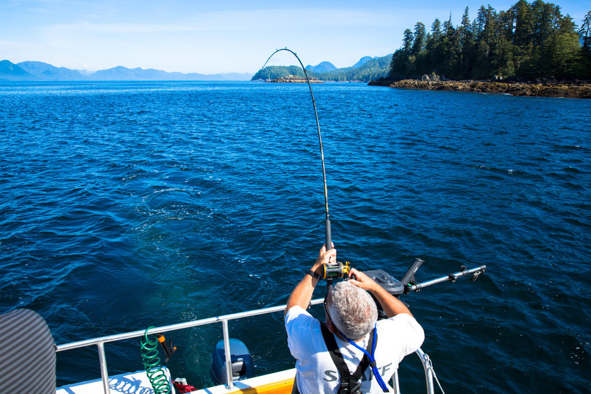 Man fishing from boat