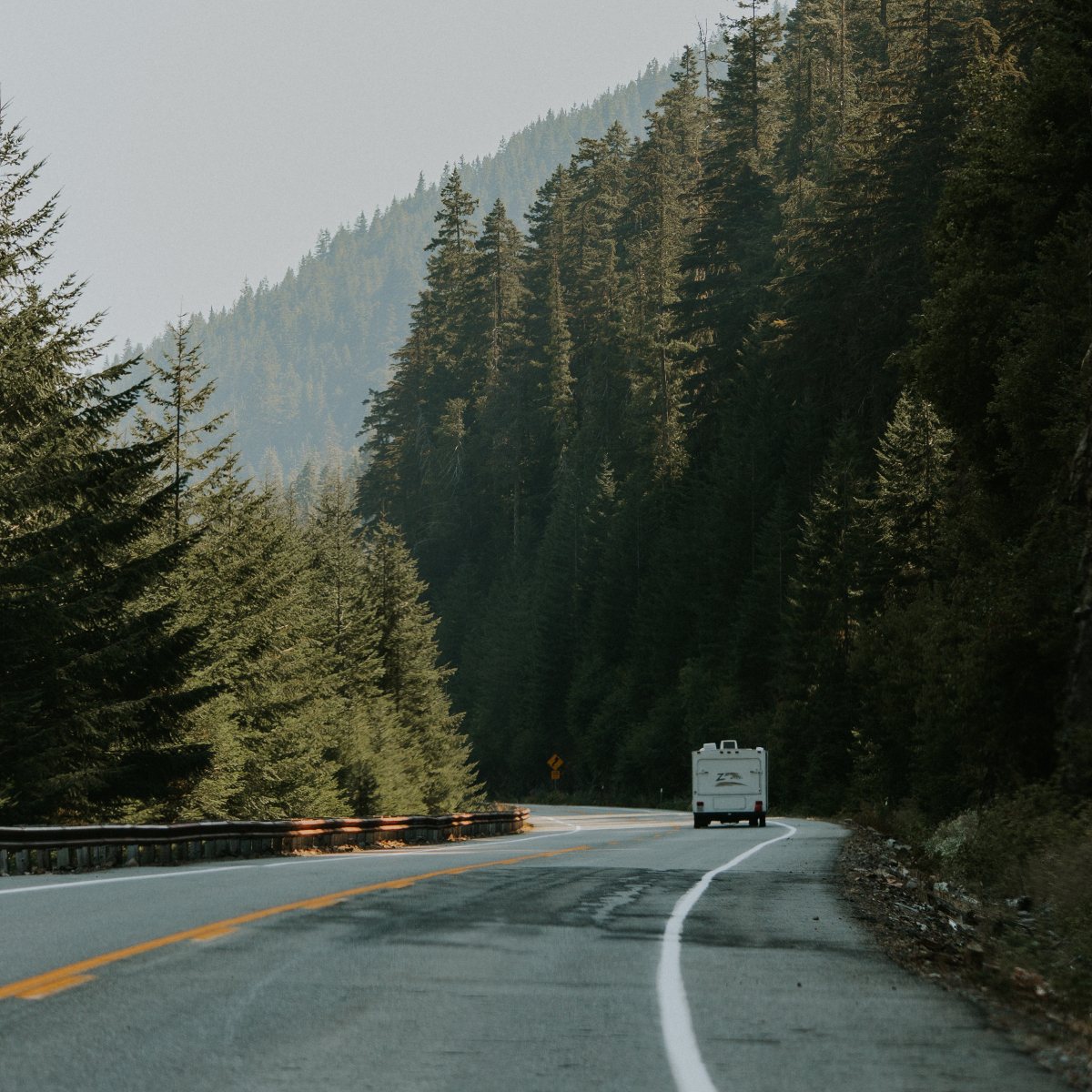 The Yellowhead highway traveling a mountain road