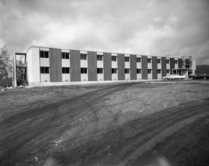 Black and white image of Crest Hotel, 1963