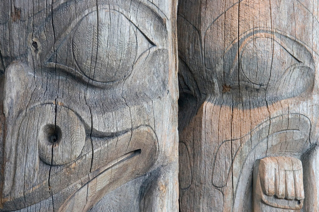 Close up of First Nations totem